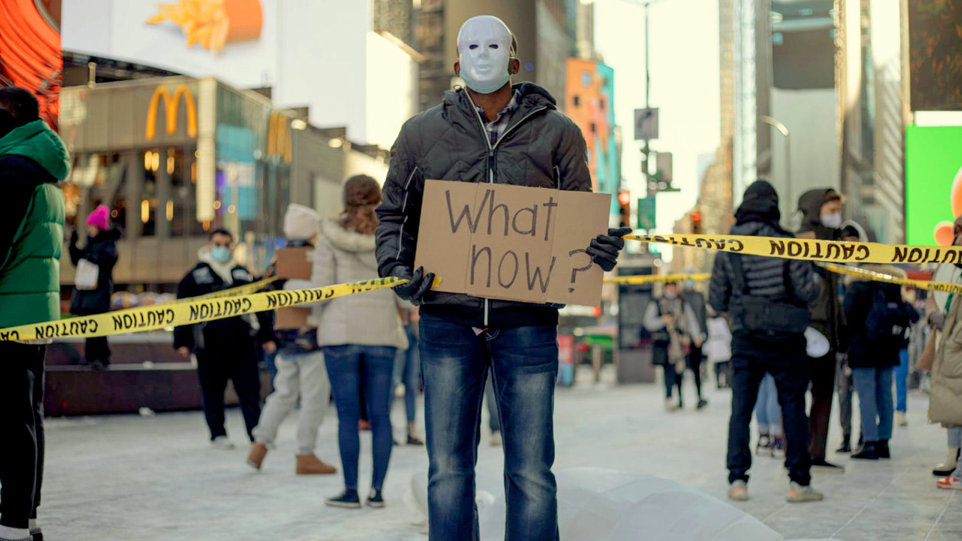 Wearing white masks, the team engaged in impactful evangelism in Times Square